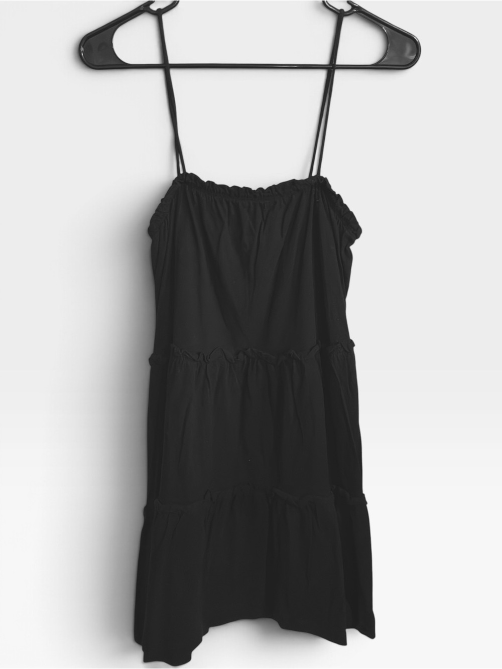 ASOS DESIGN Women's Black Tiered Spaghetti Strap Mini Dress